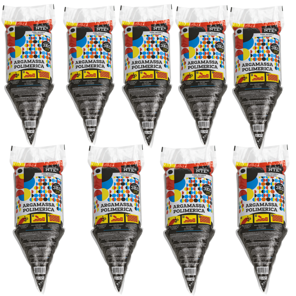 Kit De Argamassa Polimérica (Cola Bloco/tijolo E Lajotas) 9unid 3Kg Un - Bisnaga Mais Prático