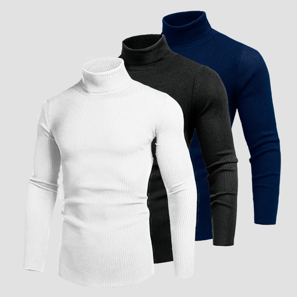 Kit 3 Blusa Cacharrel Sueter Masculina Canelada Gola Alta em Oferta na Shopee