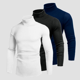 Kit 3 Blusa Cacharrel Sueter Masculina Canelada Gola Alta em Oferta na Shopee