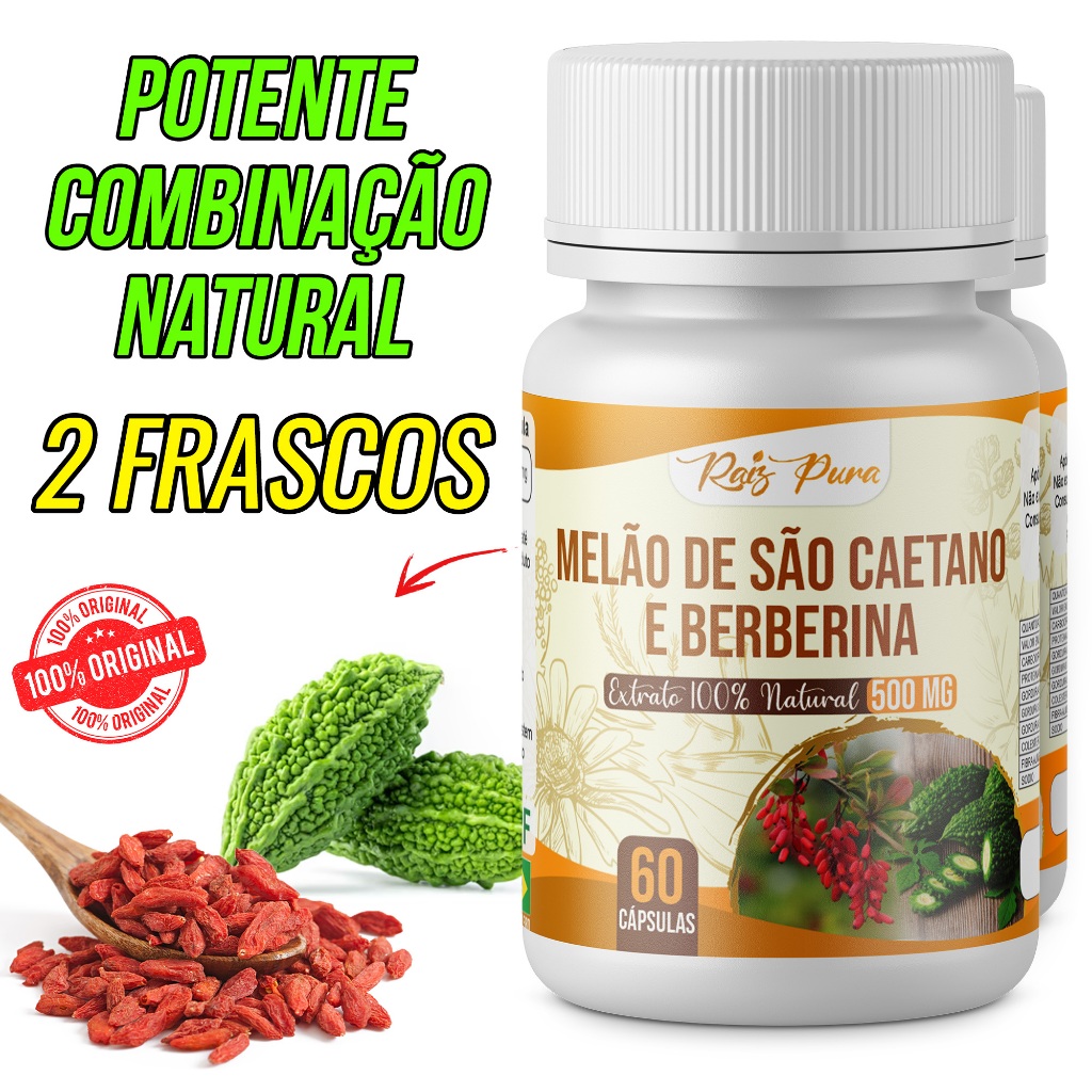 Kit 2x Melão de São Caetano com Berberina | Super Fórmula 500 mg - 60 cápsulas