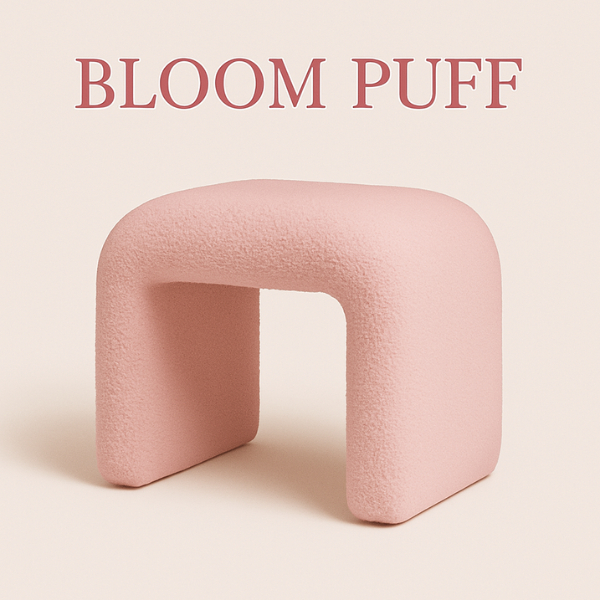 Bloom Puff | Puff Estofado Boucle Premium com Design Único
