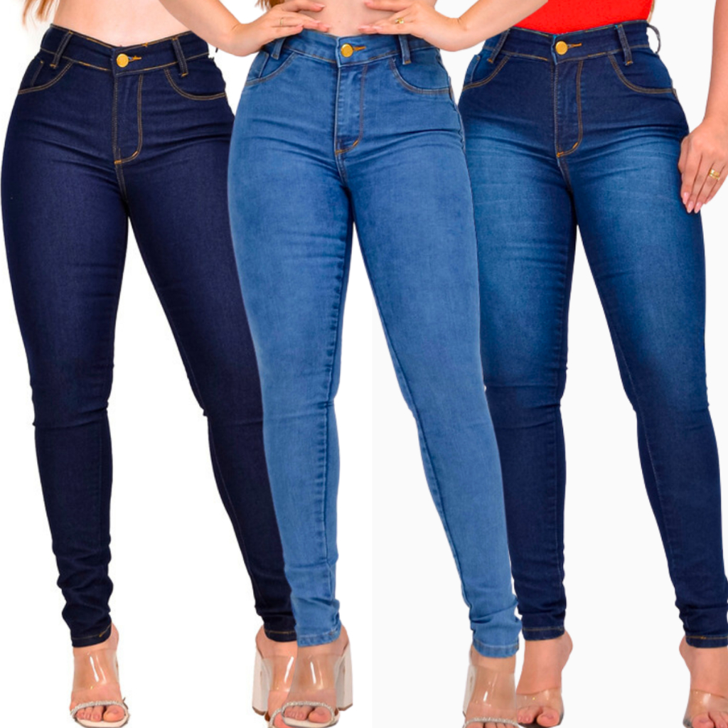 Calça Jeans Feminina Skinny Cintura Alta Com Lycra Levanta Bumbum 36 A 48 em Oferta na Shopee