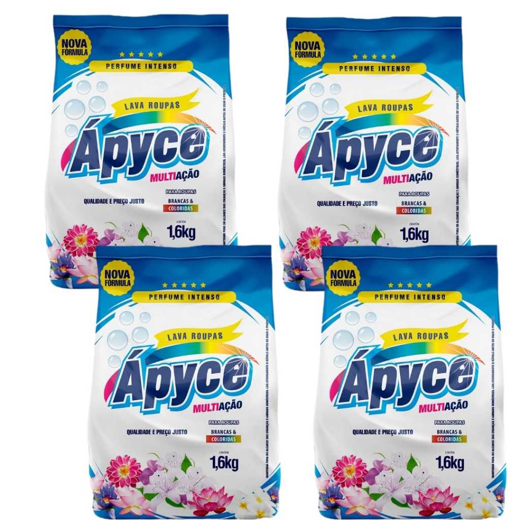 kit 4 pacotes de sabão Lava-Roupas  Àpyce 1,6kg