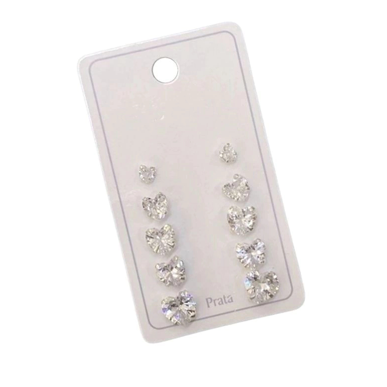 Kit 05 Brincos de Prata 925 Legítima Zircônias Corações em Oferta na Shopee