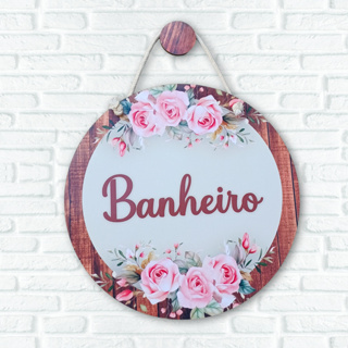 placa redonda porta banheiro lavabo decoração de casa em Oferta na Shopee