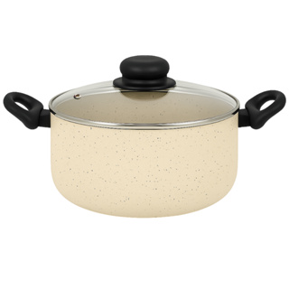 Caçarola Antiaderente com Tampa, branco marmorizado, escolha o tamanho disponível em Oferta na Shopee