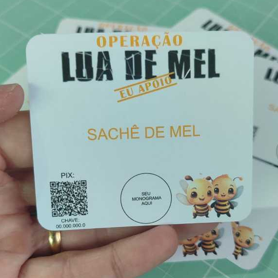 Tag para sachê de mel - Lua de mel (já vem com fita dupla face para colar o sachê)