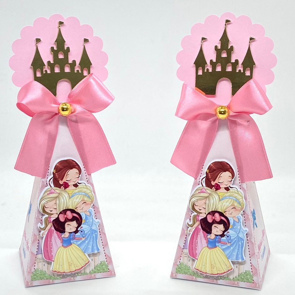 Kit Festa Personalizado Princesas /Festa/ Aniversário/ Princesas Cute/ Princesas Fofas/Caixa Pirâmide Cone/Lembrancinhas