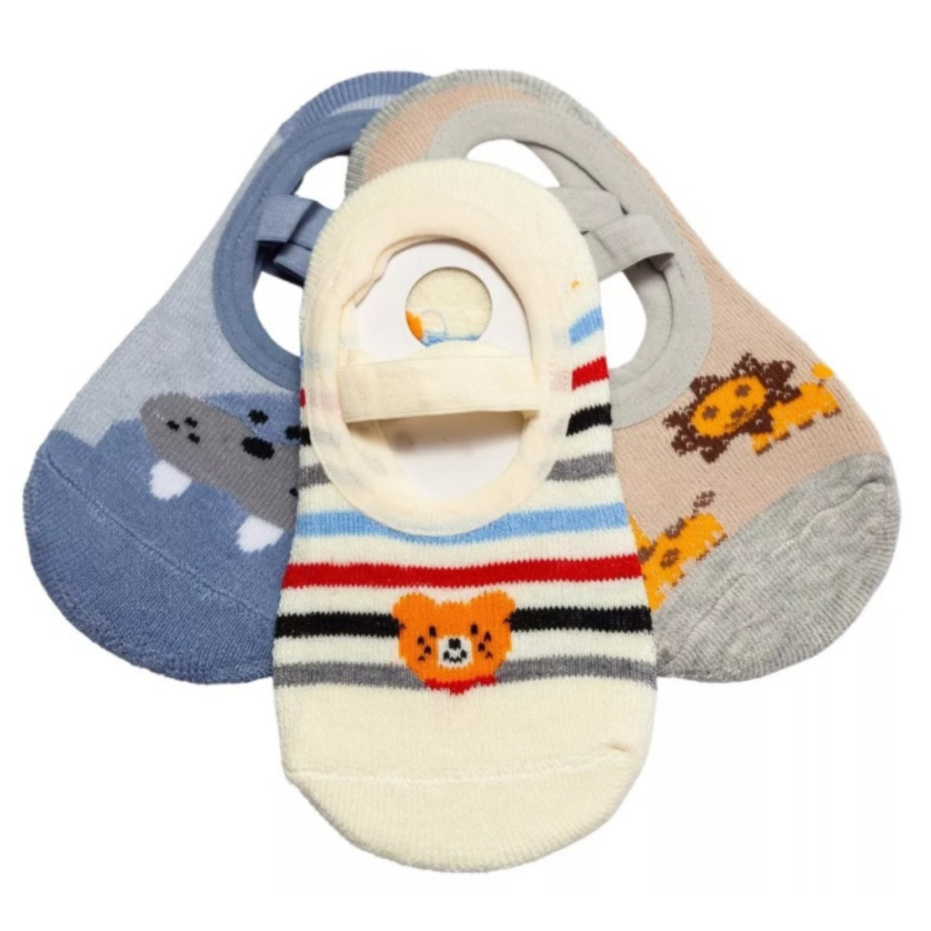 Kit 1, 3 Ou 5 Pares Meia Sapatilha Infantil Masculina Antiderrapante Menino Garoto 0-10 anos Bebê Não Derrapa — imagem 2 de 2
