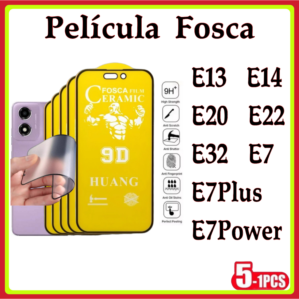 Película Fosca Cerâmica Flexível 9D Hidrogel MOTO E13 E14 E20 E22 E32 E7 E7PLUS E7POWER
