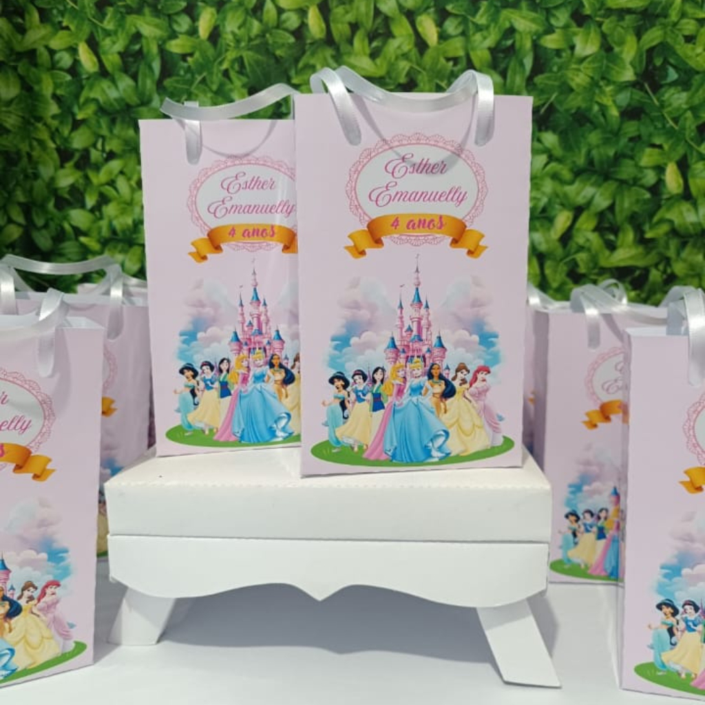 Lembrancinha Sacolinha surpresa princesas da Disney personalizada para festa infantil PEGUE E MONTE