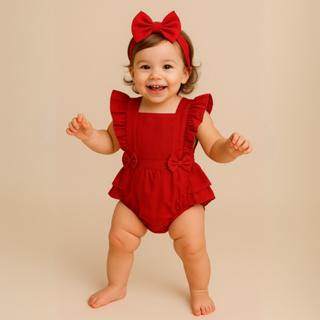 Romper Liso Vermelho Body Roupa Bebê Menina Festa Fantasia Natal Macacão em Oferta na Shopee