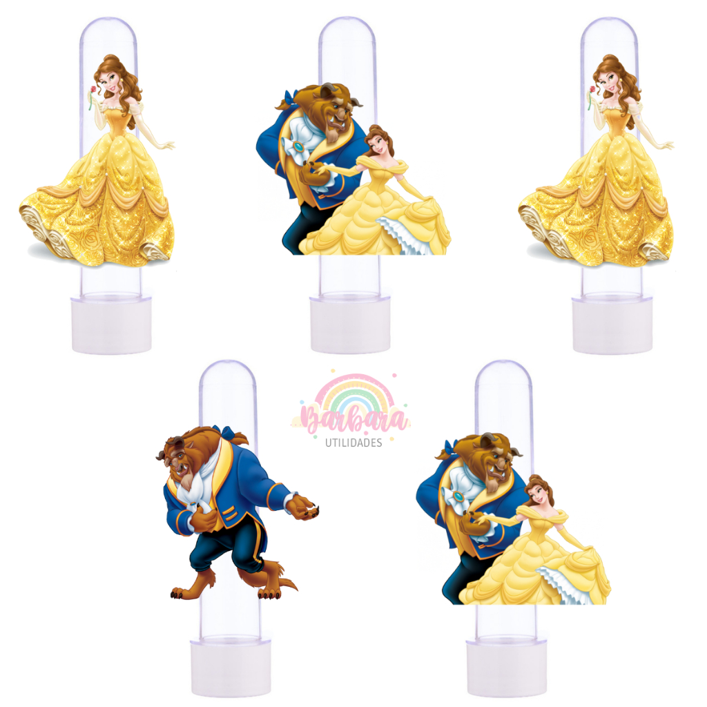 20 Tubetes + Apliques 3D Personalizado Lembrancinha Bela e a Fera em Oferta na Shopee