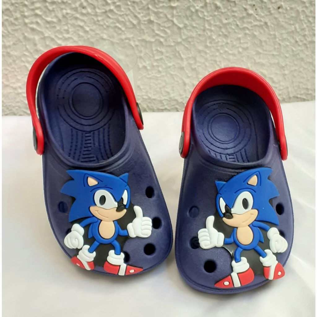 Babuche Masculino Infantil Antiderrapante Confortável Kids Menino Azul Sonic Ajustável Chinelo