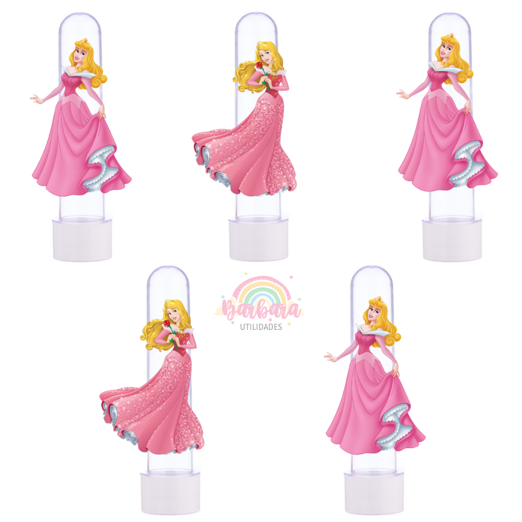 20 Tubetes + Apliques 3D Personalizado Lembrancinha Princesa Aurora Bela Adormecida