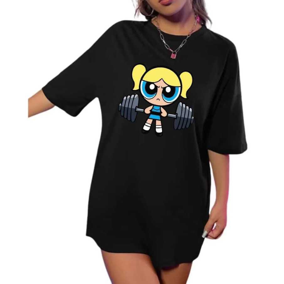 Camiseta feminina blusão oversized treino academia blusinha larga confortável super poderosas