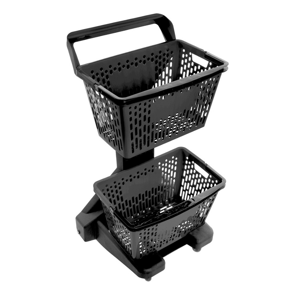 Carrinho Supermercado Plástico New Duplo Cesto Ecoflex Reforçado Exclusivo 50 Litros em Oferta na Shopee