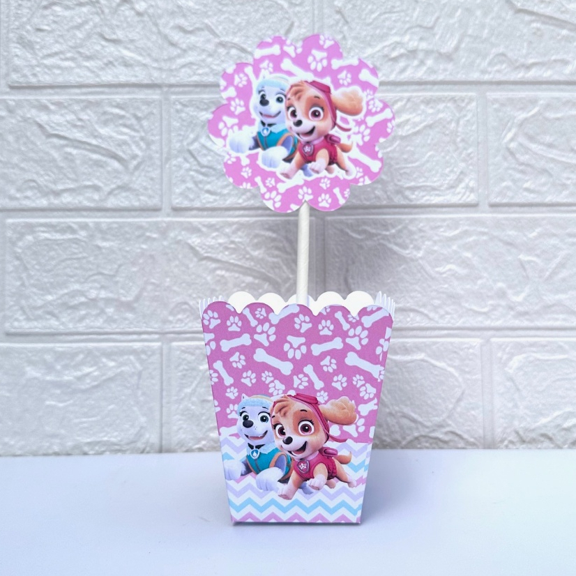 Pegue e Monte - Centro de Mesa cachepô para decoração de festas tema Skye e Everest-Lembracinhas Para festas