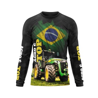 Camisa Camiseta Agro Unissex Brasil Agropecuária Bruto UV 50+ Trator Blusa Proteção UV - Segunda Pele em Oferta na Shopee
