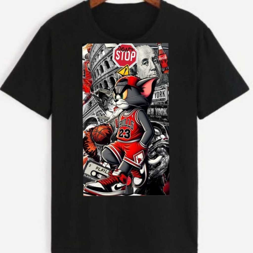 Camiseta Tom e Jerry Basquete Estampada Unissex Streetwear Urbana Algodão Premium Geek Envio Rápido