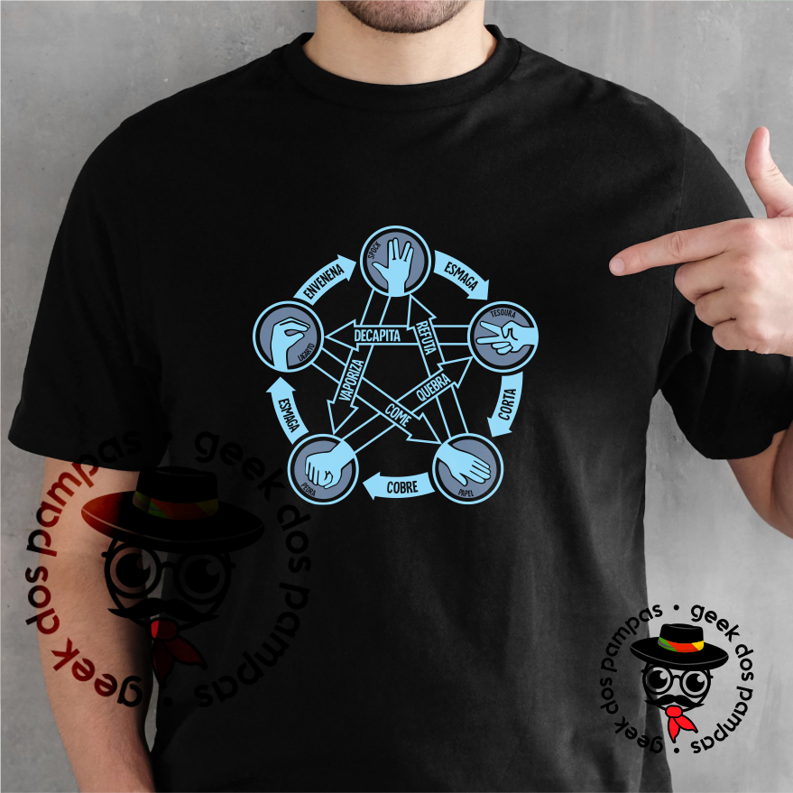 Camiseta Big Bang Theory Pedra Papel Tesoura do P ao G2