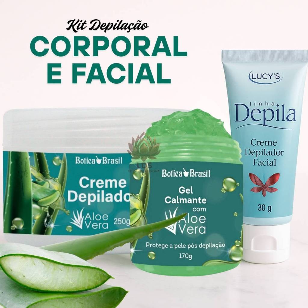 Kit Depilação Sem Dor Creme Depilador Gel Calmante Aloe Vera Depila Facial em Oferta na Shopee