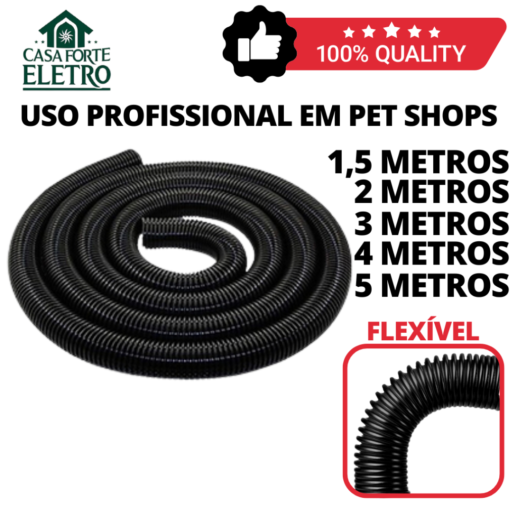 Mangueira 32mm Reforçada p/ Soprador Pet – Tamanhos 1,5 a 5m – Kyklon, Kondor, Trino, Graça, Minag