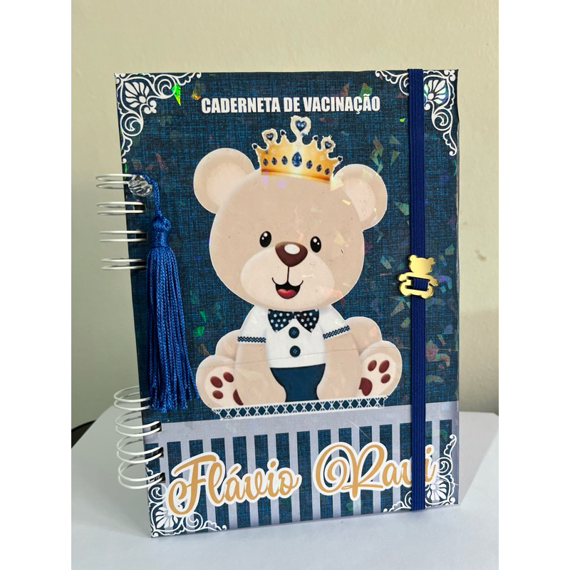 CADERNETA DE VACINAÇÃO LUXO URSO PRÍNCIPE PERSONALIZADA | CAPA DURA COM NOME | ENVIO RÁPIDO | EFEITO BRILHOSO MAGICO
