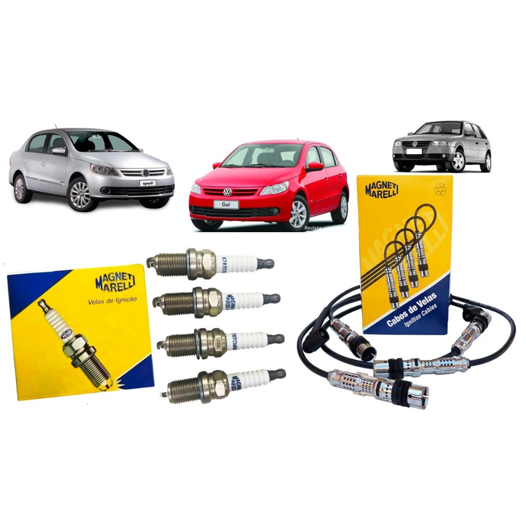 Kit Jogo Cabo de Vela + Jogo de Velas Voyage G5 Flex Saveiro G5 Gol G4 G5 1.0 1.6 8v 2006 A 2013 Ambos 100% Original