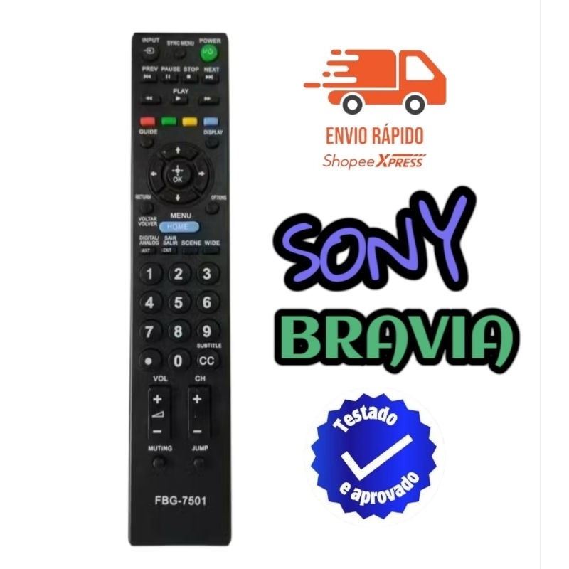 Controle Remoto Compativel Tv Sony Bravia KDL-32BX355 KDL-40BX455 KDL-46BX455 FBG-7501 LE-7012
