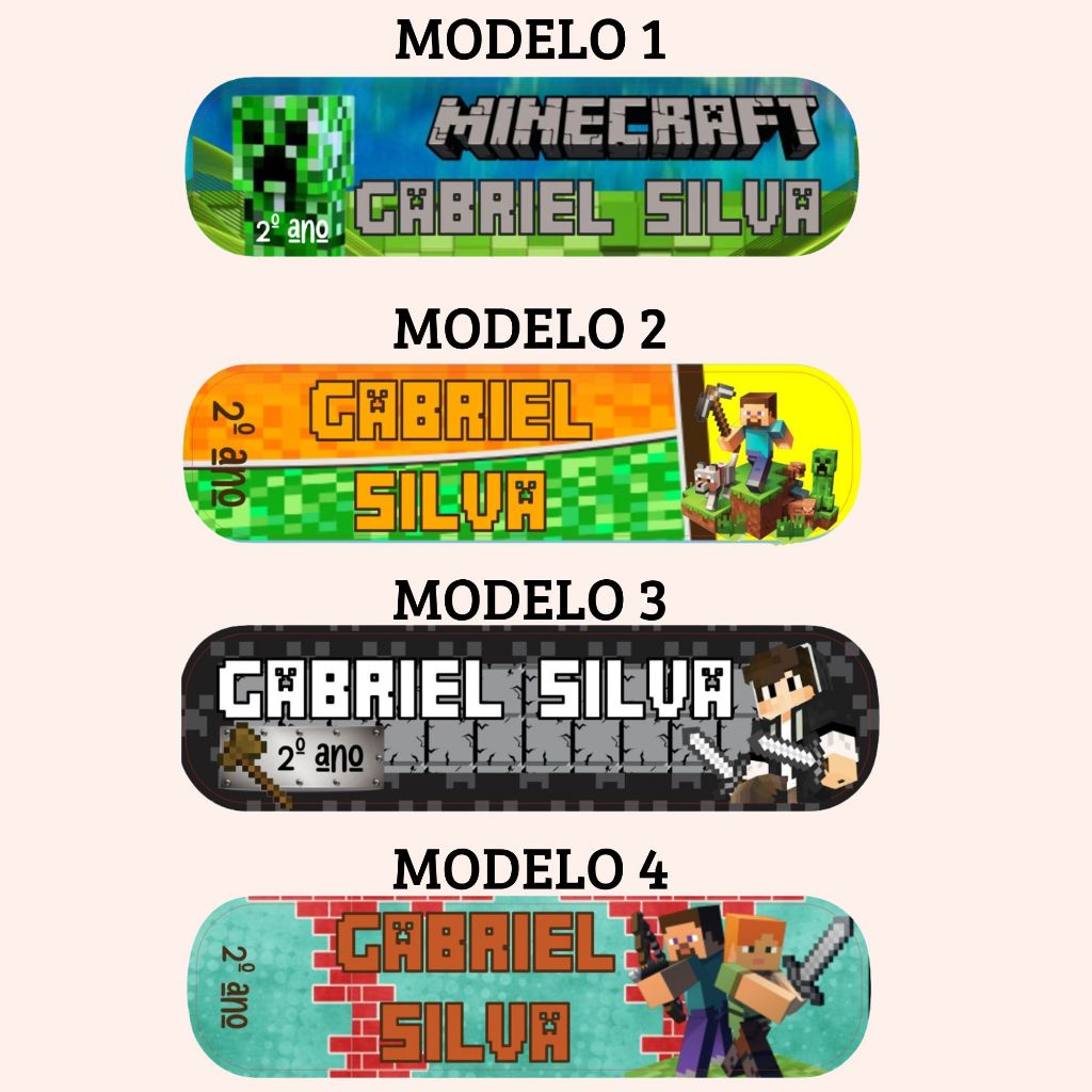 Kit 96 Etiqueta Personalizada Minecraft | Minecraft.  |  Adesivo Personalizado para Material Escolar