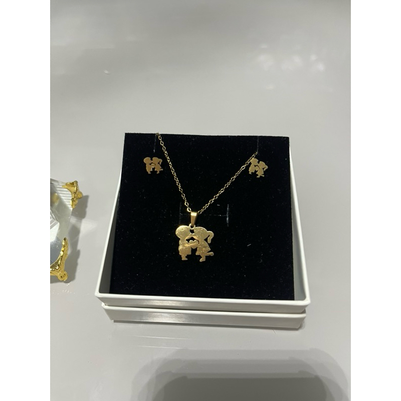 Kit Colar e Brincos Feminino – Aço Inoxidável Antialérgico dourado - casal