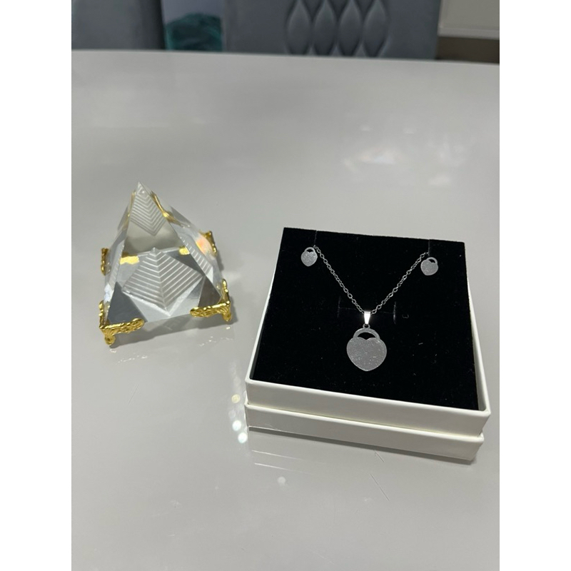 Kit Colar e Brincos Feminino – Aço Inoxidável Antialérgico - coração