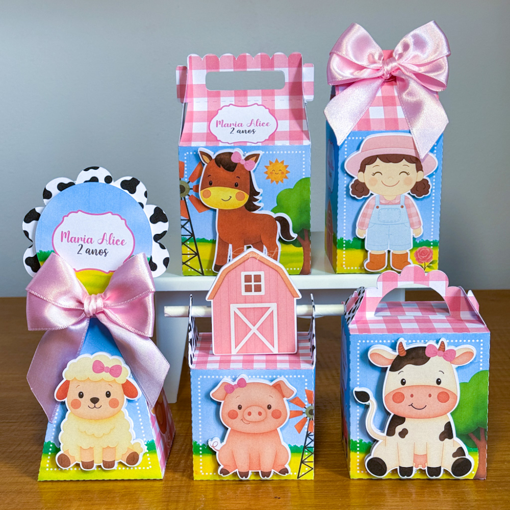 Kit Personalizado Fazendinha Menina / Kit festa Fazendinha / Mêsversario fazendinha com 25 unidades - lembrancinha pegue