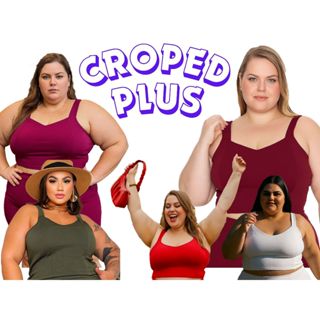Blusa Top Cropped Feminino Plus Size Malha Reforçados 46-54 Promoção em Oferta na Shopee