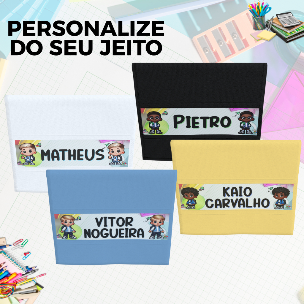 Kit 5 Toalhinhas Personalizadas Infantil Nome Estampadas Escola Creche Aula Higiene Volta às Aulas em Oferta na Shopee