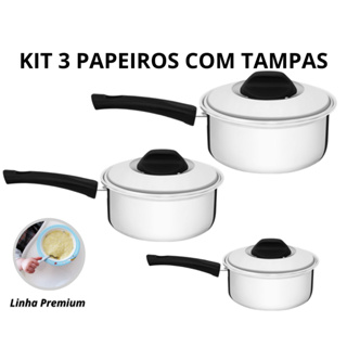 KIT 3 Panelas Papeiros com Tampa de Alumínio Premium - N° 14 - 16 - 18 - ALUMIC em Oferta na Shopee