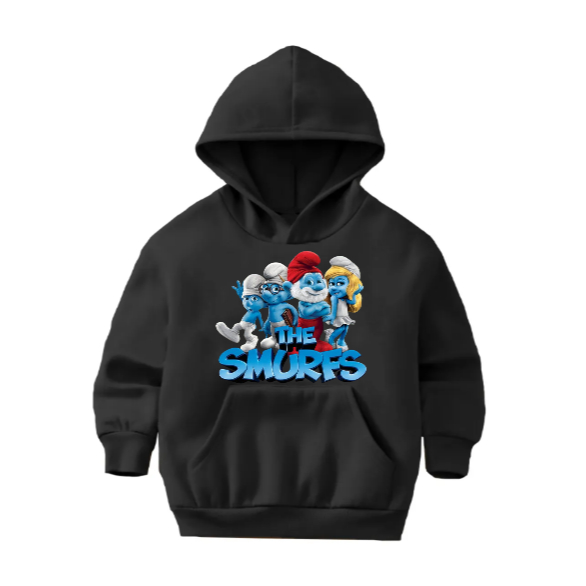 Moletom Infantil Os Smurfs Filme Canguru Menino e Menina Capuz Estampado Inverno Outono Lançamento