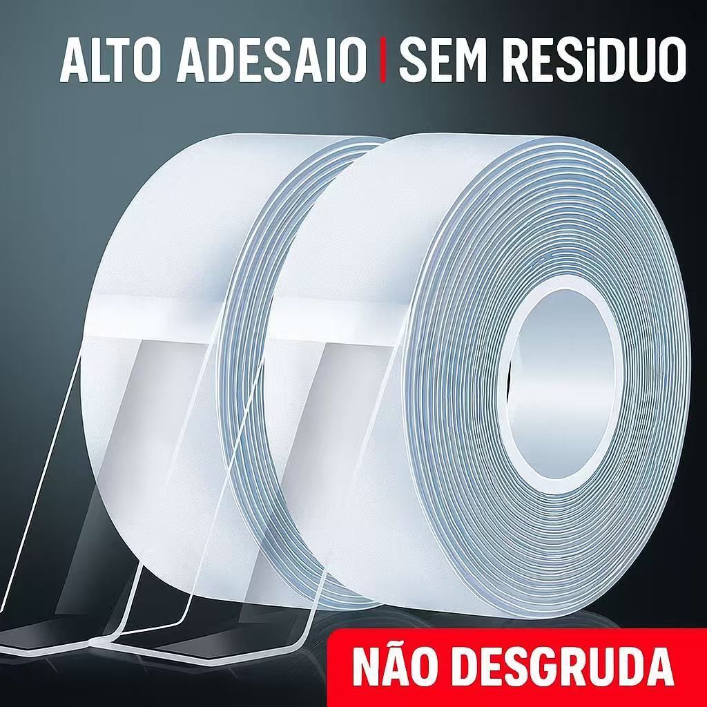 Fita Dupla Face 3M - Dupla Face Para Parede - Fita Adesiva VHB Fixa Extra Forte Transparente 5 Metros