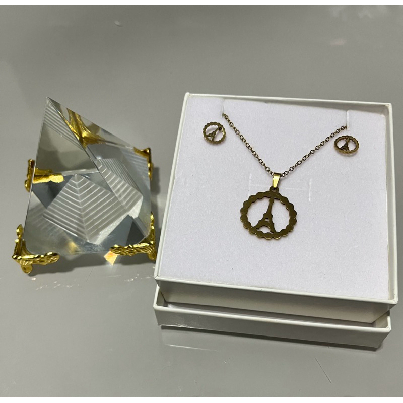 Kit Colar e Brincos Feminino – Aço Inoxidável Antialérgico dourado - Paris