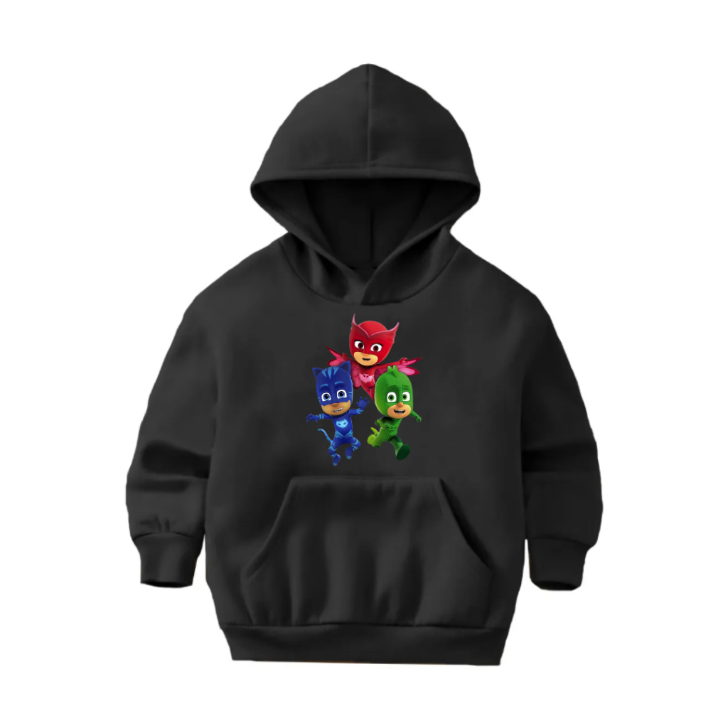 Moletom Infantil PJ Masks Blusa Canguru Frio Básico Casaco Feminino e Masculino Flanelado Algodão