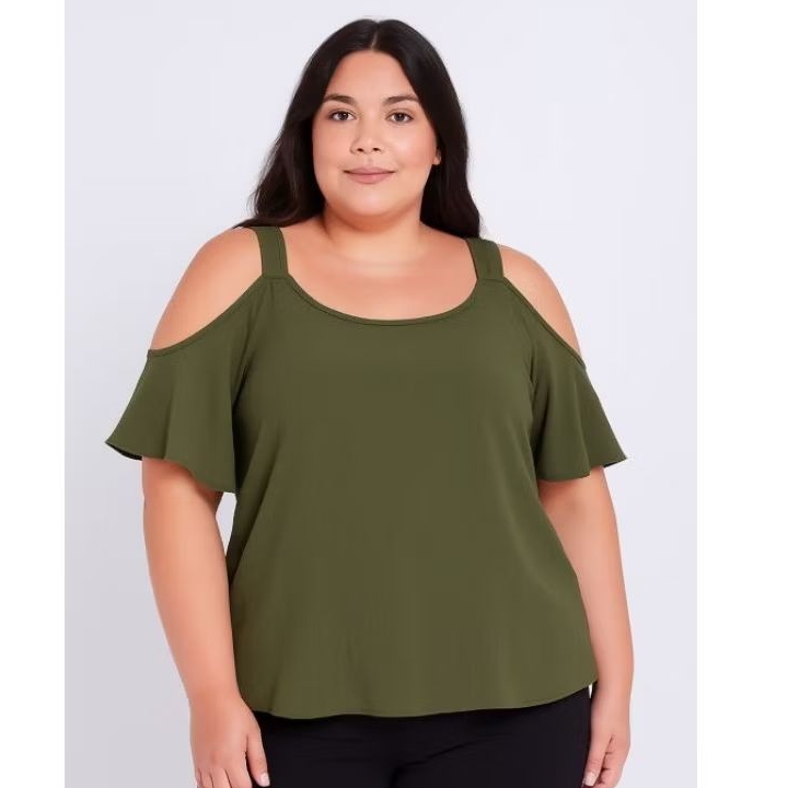 Blusa Ciganinha Alça larga Feminina Plus Size no Tecido Duna Blusa Plus Size