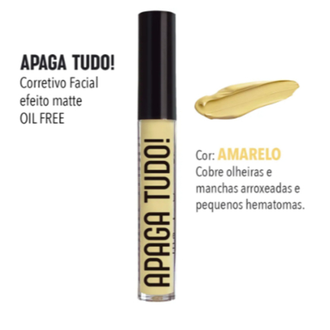 Koloss Corretivo Facial Apaga Tudo Matte Amarelo -Olheiras Arrocheadas/Roxas Manchas Hematomas