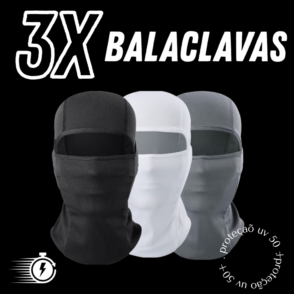 Touca Ninja Balaclava Toca UV+50 Proteção Solar Térmica Motoqueiro Motoboy touca preta em Oferta na Shopee