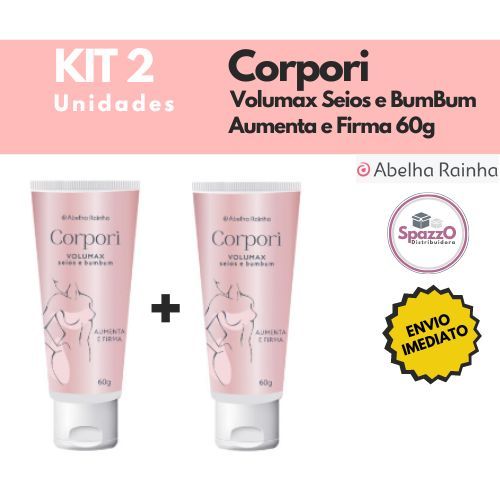 Kit Creme para Aumentar os Seios e Bumbum Volumax Corpori Abelha Rainha 60g. Kit Creme para Aumentar os Seios e Bumbum Volumax Corpori Abelha Rainha 60g.