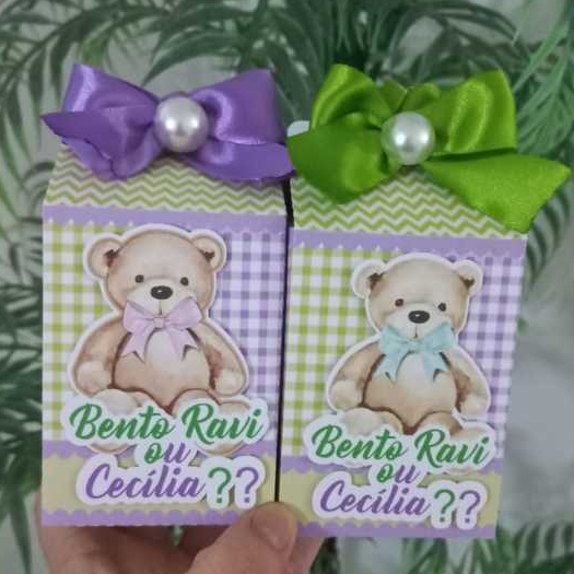 Kit Pegue e Monte Chá revelação / Chá Revelação Ursinho/ Caixa personalizada