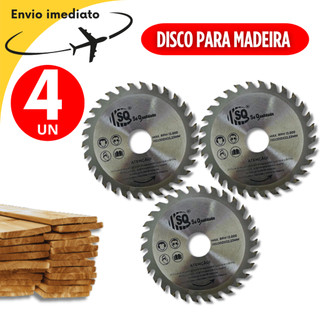 Kit 04 Unidades Disco de Corte p/ Madeira Serra Maquita Esmerilhadeira 24 Dentes 4" Serra Circular 110x24Dx22,23mm