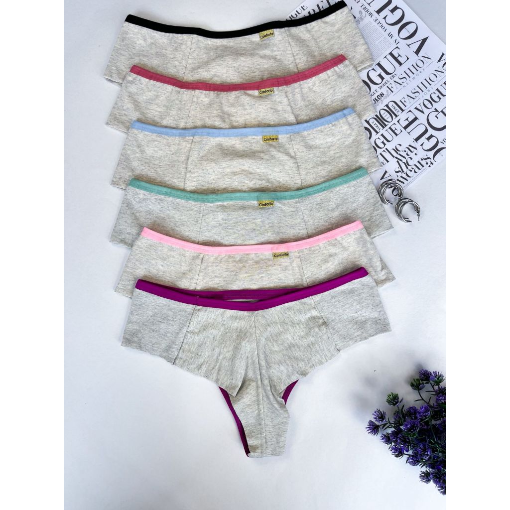 Kit 3 Calcinha em Algodão Fio Duplo Cintura Alta Cós Duplo Segura Barriga Confortável Feminina Dia a Dia