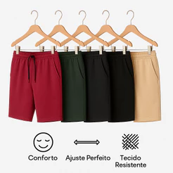 Kit 5 Bermudas Moletom Masculina Academia do P ao GG