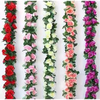 Cordão De Flores Primavera Outono 2m Artificial Plantas Folhagem Rosas em Oferta na Shopee